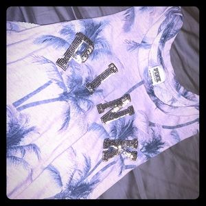 PINK VICTORIA SECRET Palm Sequin Muscle Tank